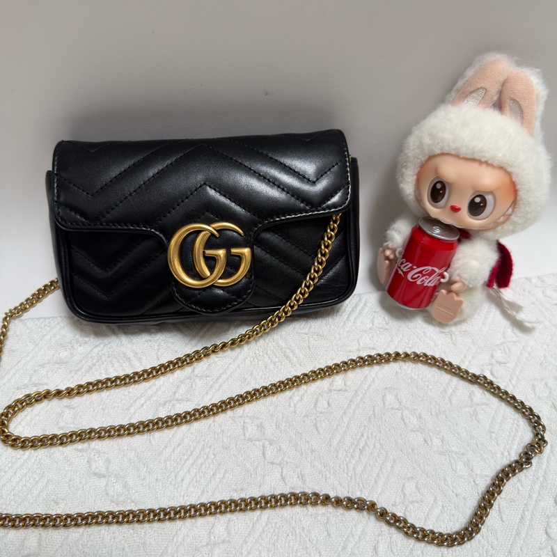古馳Gucci Marmont黑色馬蒙迷你斜挎包-0
