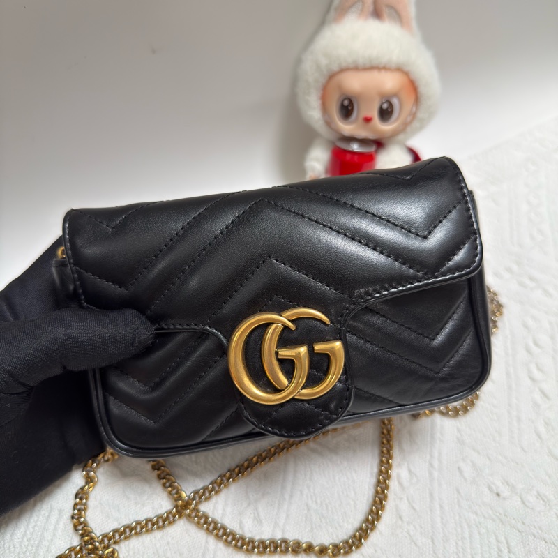 古馳Gucci Marmont黑色馬蒙迷你斜挎包-1