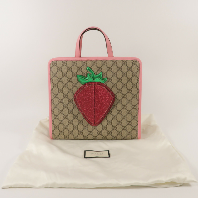 GUCCI 塗層帆布3D Strawberry Hand Bag手挽袋-8