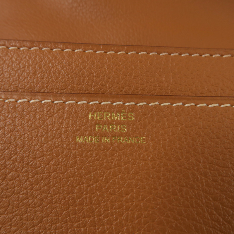 HERMES Evercolor皮革Constance To Go肩背袋Gold-5