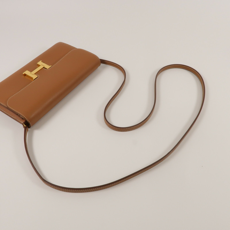 HERMES Evercolor皮革Constance To Go肩背袋Gold-8