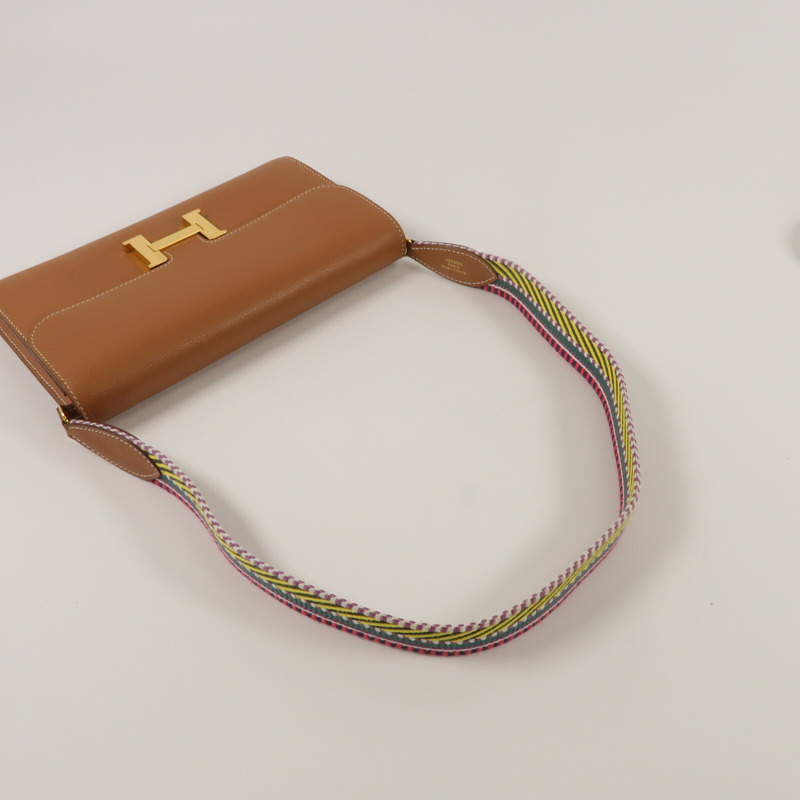 HERMES Evercolor皮革Constance To Go肩背袋Gold-9