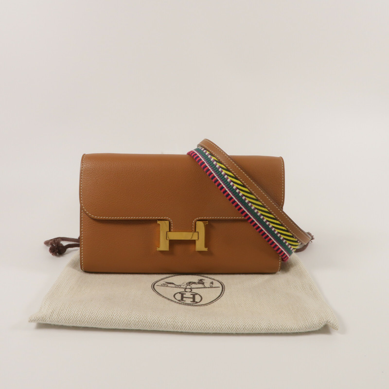HERMES Evercolor皮革Constance To Go肩背袋Gold-10