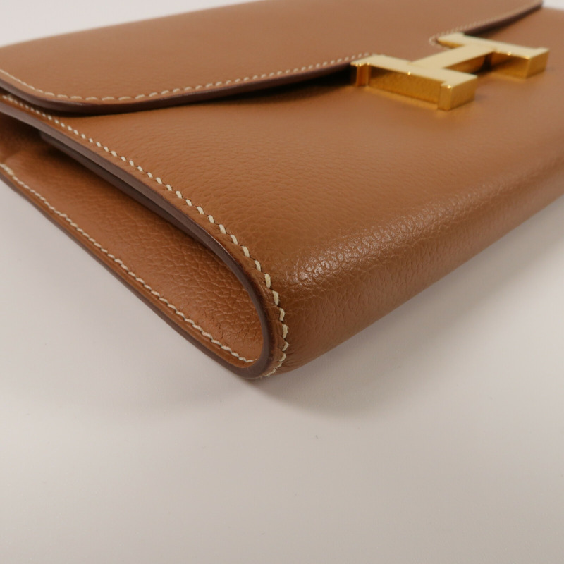 HERMES Evercolor皮革Constance To Go肩背袋Gold-11