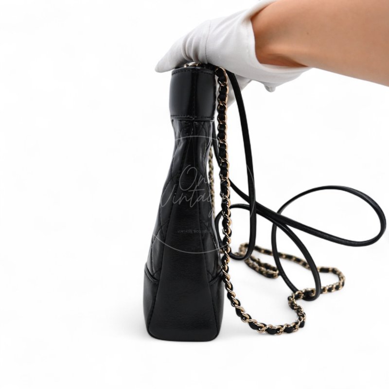 中古 CHANEL 香奈兒 31Bag 金扣鏈帶肩背袋 Mini 22cm 牛皮皮革 黑色 晶片開 金扣 菱格紋-4