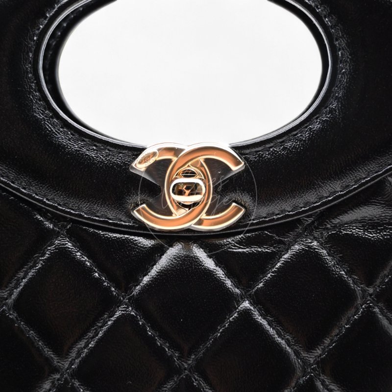 中古 CHANEL 香奈兒 31Bag 金扣鏈帶肩背袋 Mini 22cm 牛皮皮革 黑色 晶片開 金扣 菱格紋-17