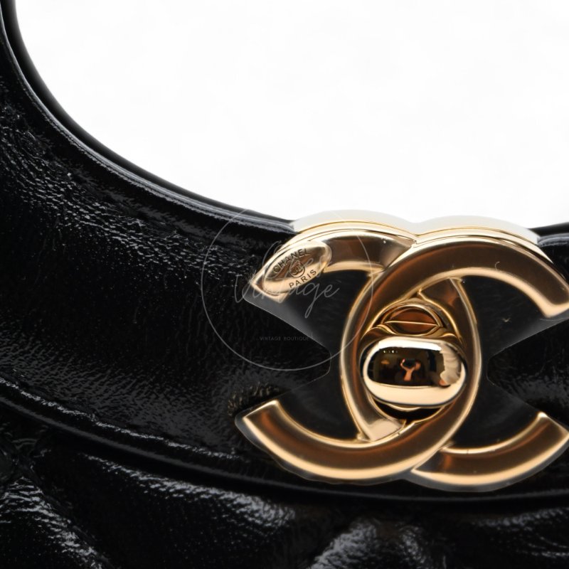 中古 CHANEL 香奈兒 31Bag 金扣鏈帶肩背袋 Mini 22cm 牛皮皮革 黑色 晶片開 金扣 菱格紋-18