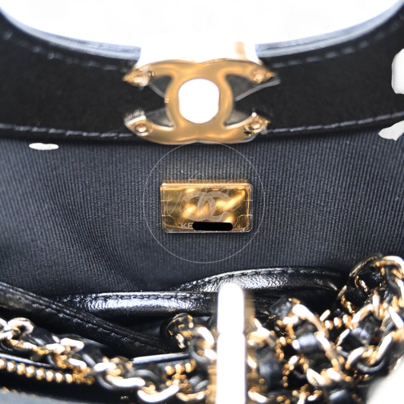 中古 CHANEL 香奈兒 31Bag 金扣鏈帶肩背袋 Mini 22cm 牛皮皮革 黑色 晶片開 金扣 菱格紋-21