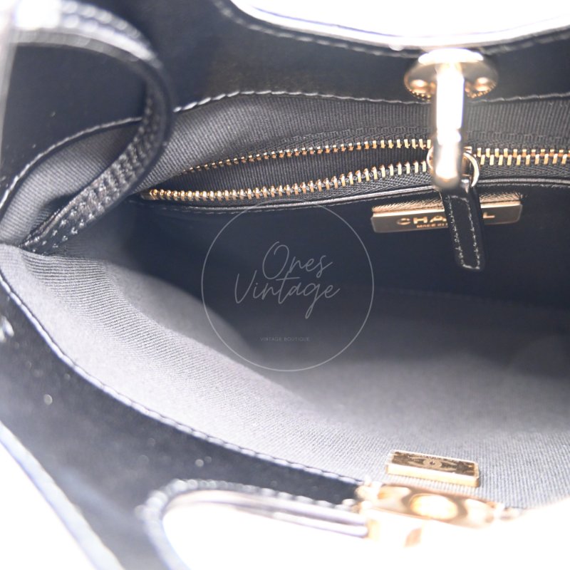 中古 CHANEL 香奈兒 31Bag 金扣鏈帶肩背袋 Mini 22cm 牛皮皮革 黑色 晶片開 金扣 菱格紋-25