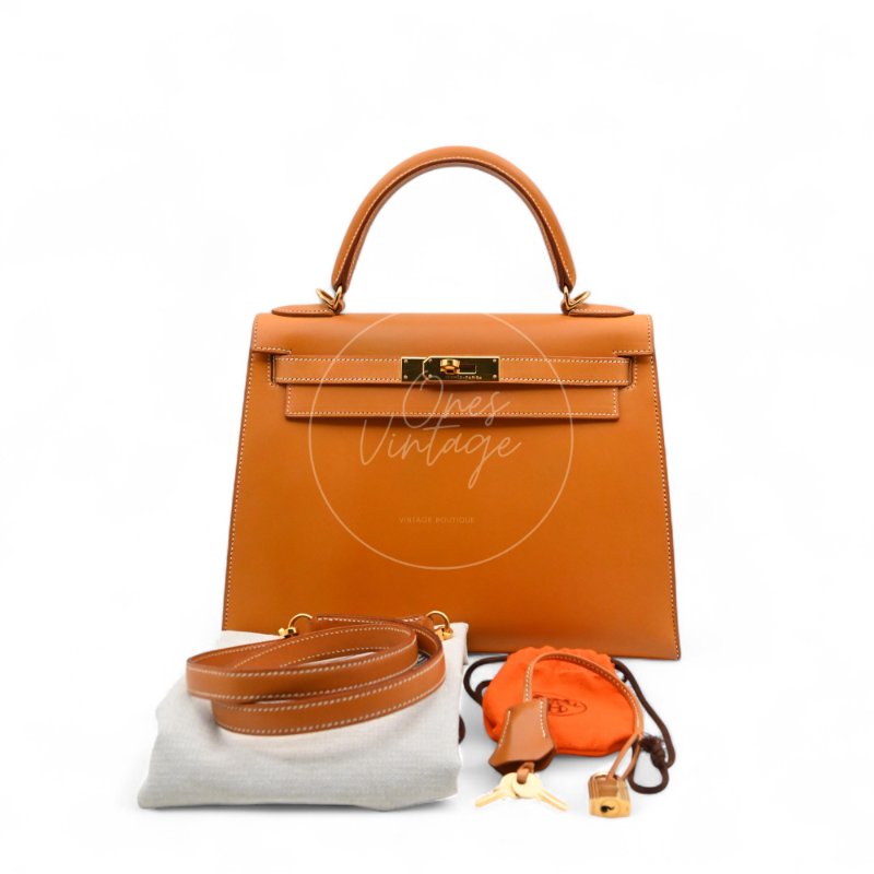 中古 Hermes 愛馬仕 Kelly 28 凱莉包 暖棕褐色 Natural Sable 啞光牛皮 單肩包/斜挎包/手提包 凱莉包 GHW Stamp Square G-30