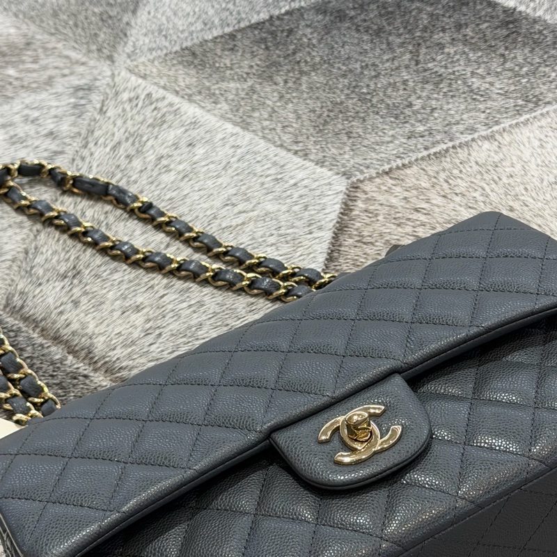CHANEL COCO25灰色淡金扣/晶片-4