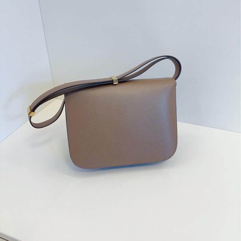 Celine classic Box经典豆腐邮差包 牙签纹牛皮金扣奶茶色中号24*19*6-1