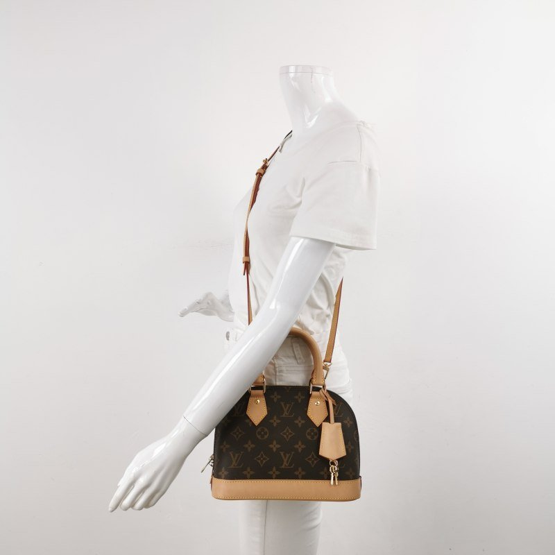 Louis Vuitton (LV) AlmaBB植鞣革Monogram印花貝殼包斜挎包肩背包晶片款-1