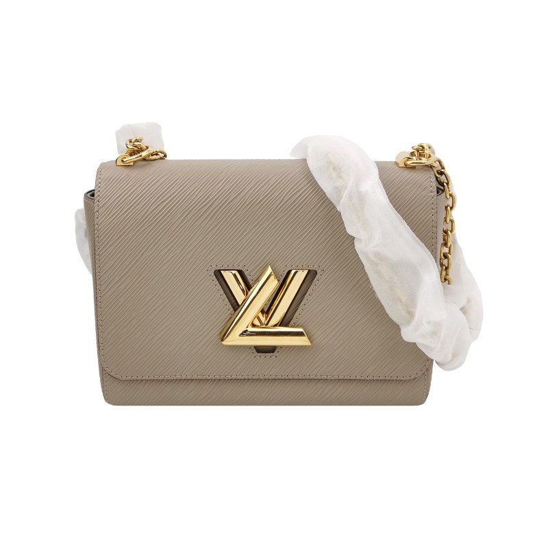 Louis Vuitton (LV) Twist中型牛皮水波紋LV旋轉鎖扣斜背包斜背包單肩包-0