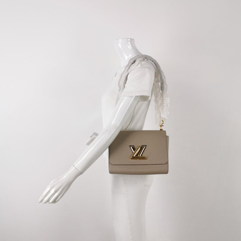 Louis Vuitton (LV) Twist中型牛皮水波紋LV旋轉鎖扣斜背包斜背包單肩包-1