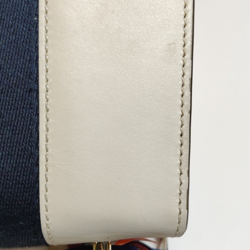 Gucci Sylvie塞爾維亞迷你牛皮帆布彩帶金屬扣織帶斜背包單肩包-23