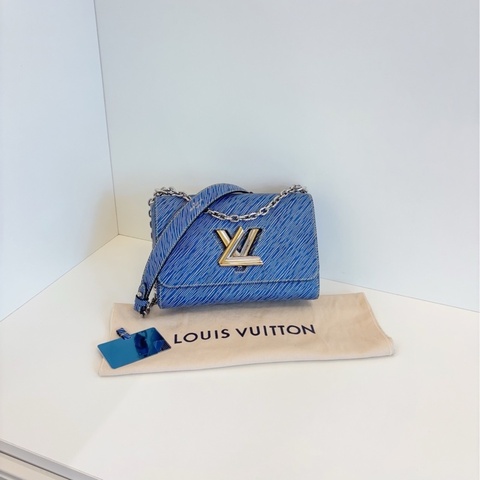 LV Twist 牛仔蓝水波纹bag 金银鸳鸯双色logo 23*16*10cm