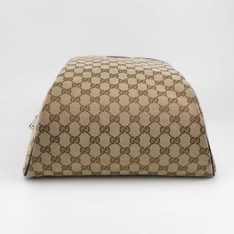 Gucci 牛皮帆布雙G老花皮標Logo雙肩包-5