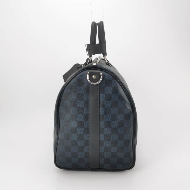 Louis Vuitton (LV) Keepall45牛皮棋盤格加強飾帶圓筒包斜背包行李箱包-2