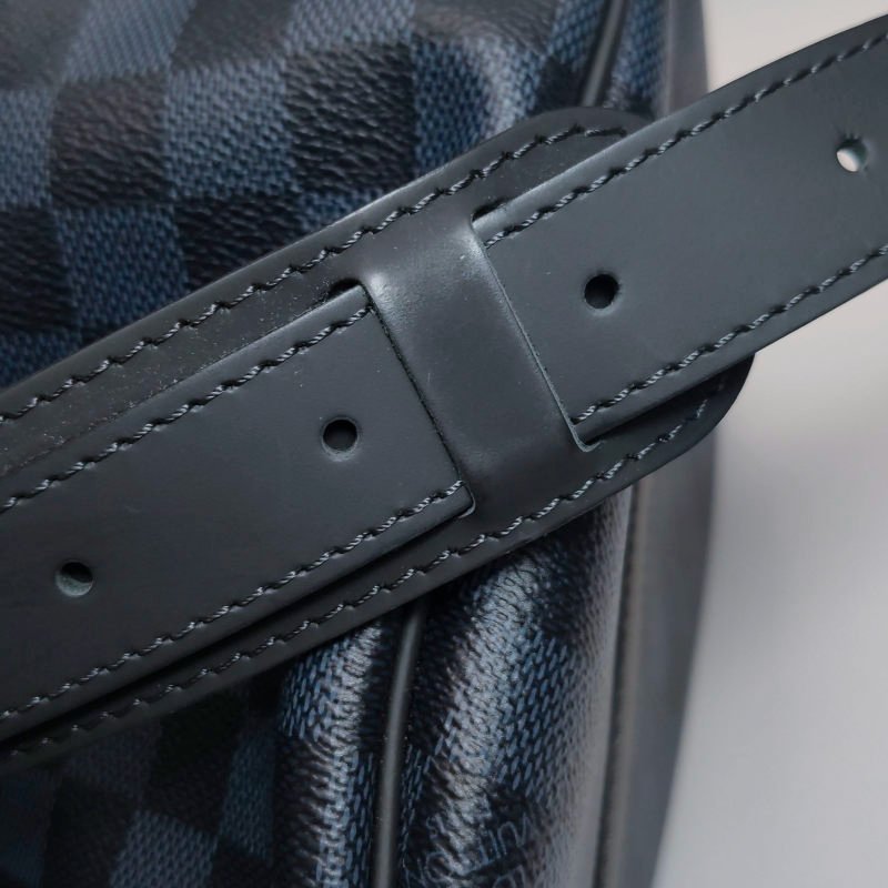 Louis Vuitton (LV) Keepall45牛皮棋盤格加強飾帶圓筒包斜背包行李箱包-12