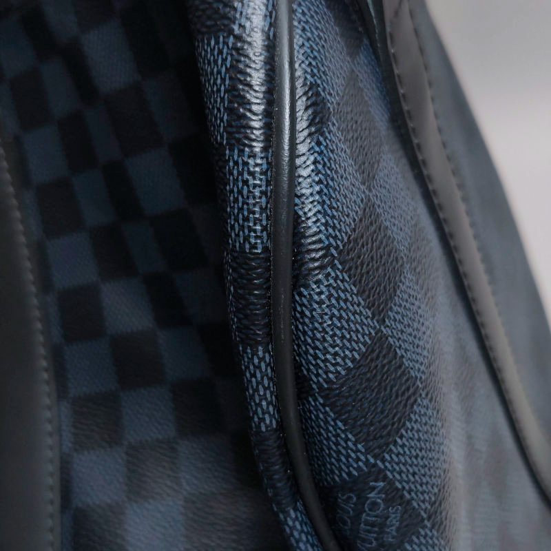 Louis Vuitton (LV) Keepall45牛皮棋盤格加強飾帶圓筒包斜背包行李箱包-18