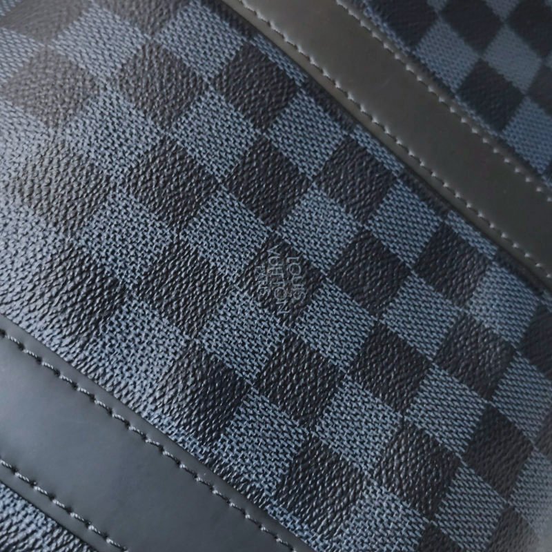 Louis Vuitton (LV) Keepall45牛皮棋盤格加強飾帶圓筒包斜背包行李箱包-20