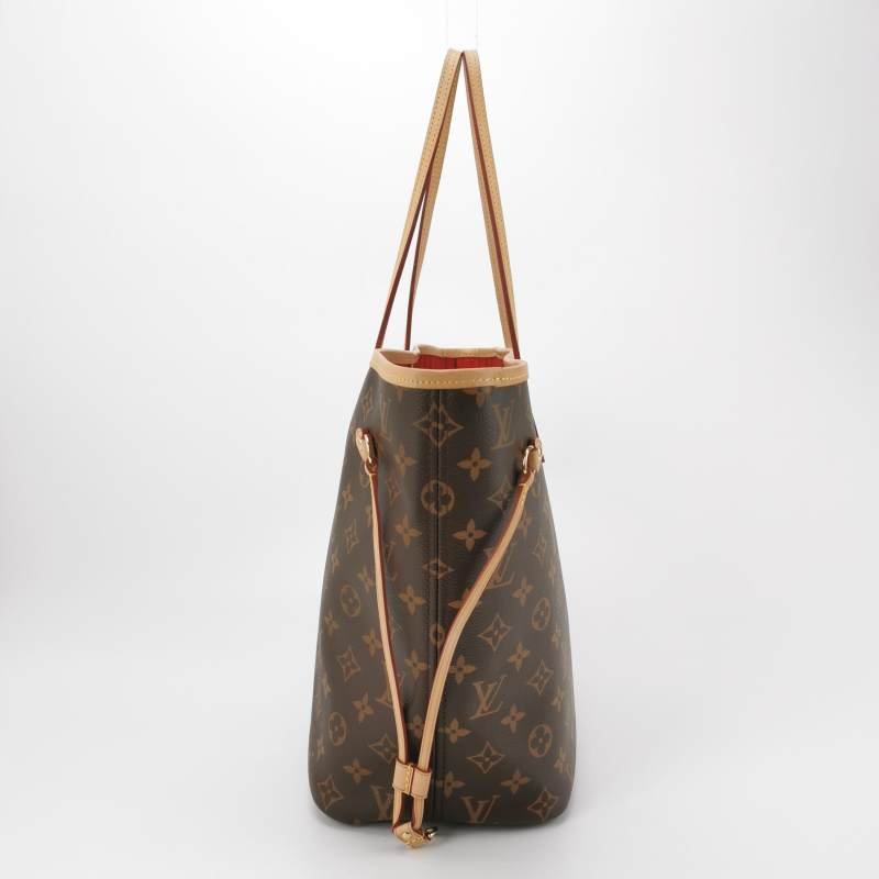 Louis Vuitton (LV) Neverfull中號植鞣革Monogram印花束帶子母包單肩包晶片款-2