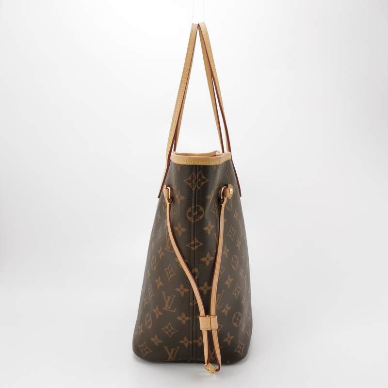 Louis Vuitton (LV) Neverfull中號植鞣革Monogram印花束帶子母包單肩包晶片款-3