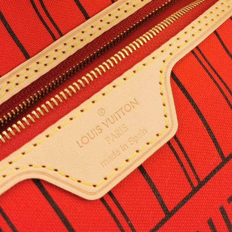 Louis Vuitton (LV) Neverfull中號植鞣革Monogram印花束帶子母包單肩包晶片款-7