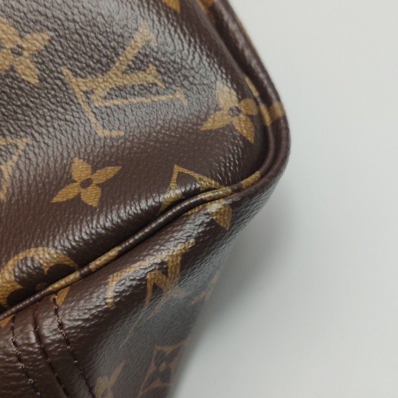 Louis Vuitton (LV) Neverfull中號植鞣革Monogram印花束帶子母包單肩包晶片款-19