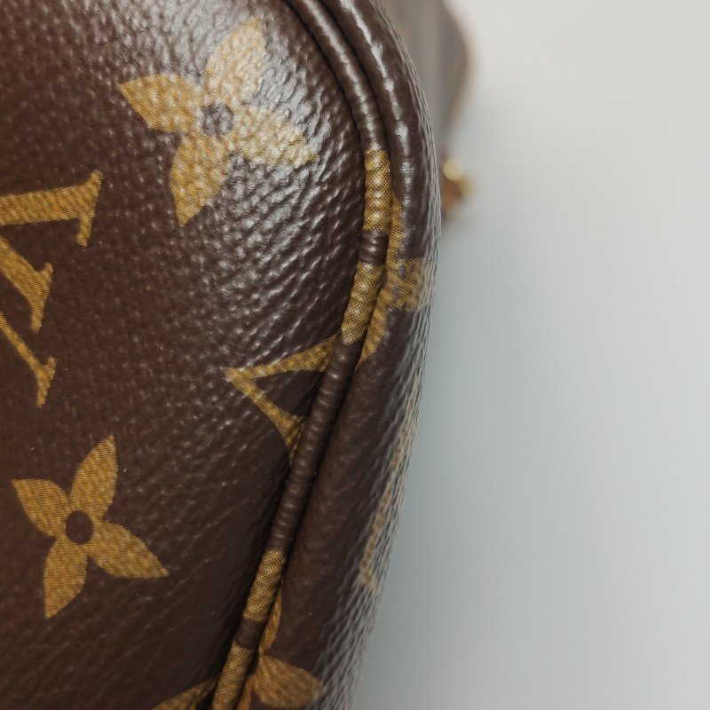 Louis Vuitton (LV) Neverfull中號植鞣革Monogram印花束帶子母包單肩包晶片款-21