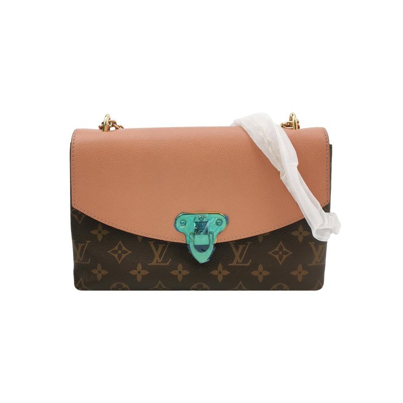 Louis Vuitton (LV) Saint Placide牛皮老花拼皮LV標誌鎖扣單肩包晶片款-0