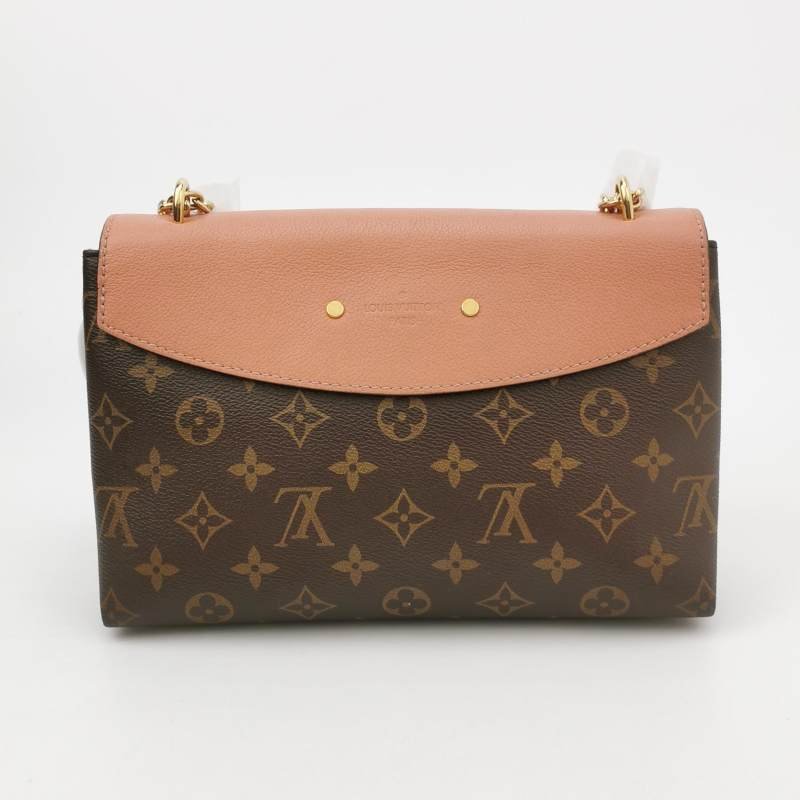 Louis Vuitton (LV) Saint Placide牛皮老花拼皮LV標誌鎖扣單肩包晶片款-4