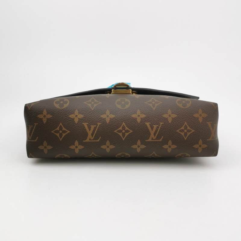 Louis Vuitton (LV) Saint Placide牛皮老花拼皮LV標誌鎖扣單肩包晶片款-5
