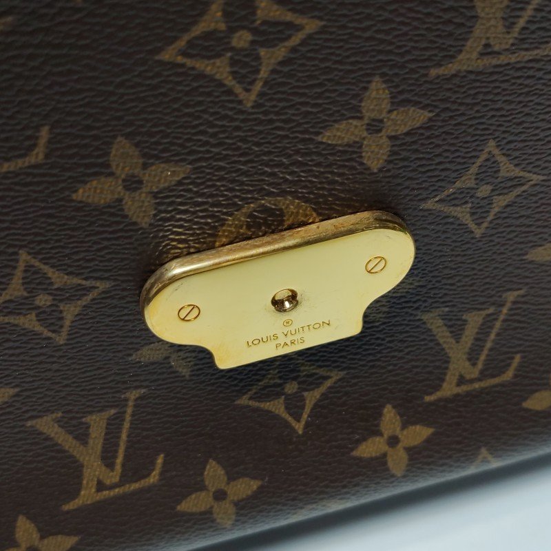 Louis Vuitton (LV) Saint Placide牛皮老花拼皮LV標誌鎖扣單肩包晶片款-10
