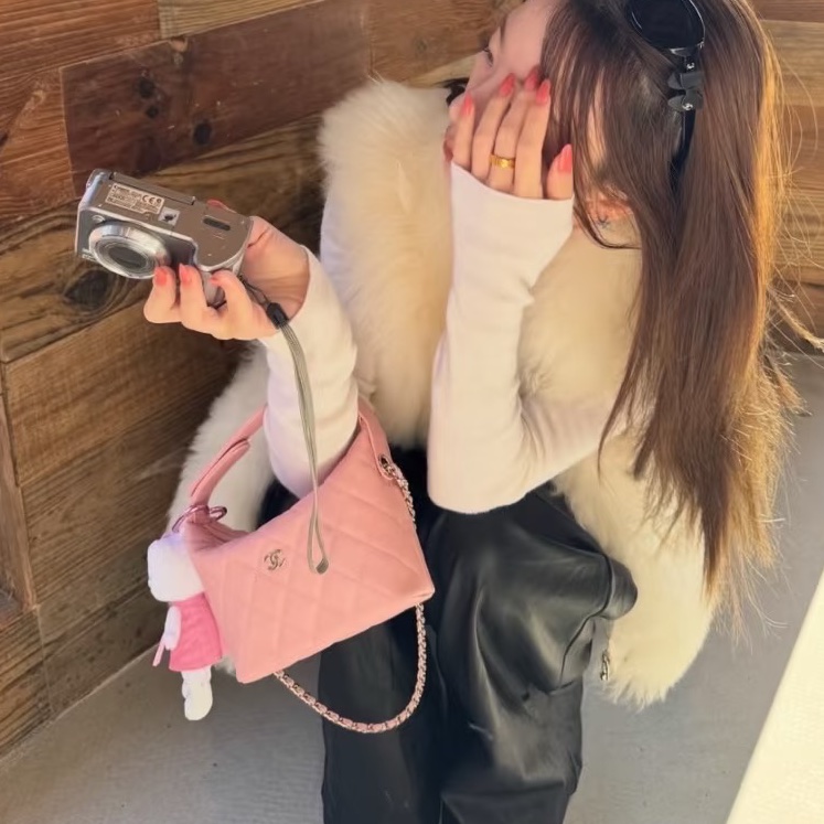 CHANEL香奈兒26C櫻花粉飯盒包閒置少女荔枝紋精緻包🧚♀️-2