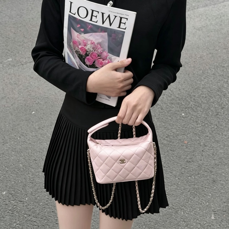 CHANEL香奈兒26C櫻花粉飯盒包閒置少女荔枝紋精緻包🧚♀️-5
