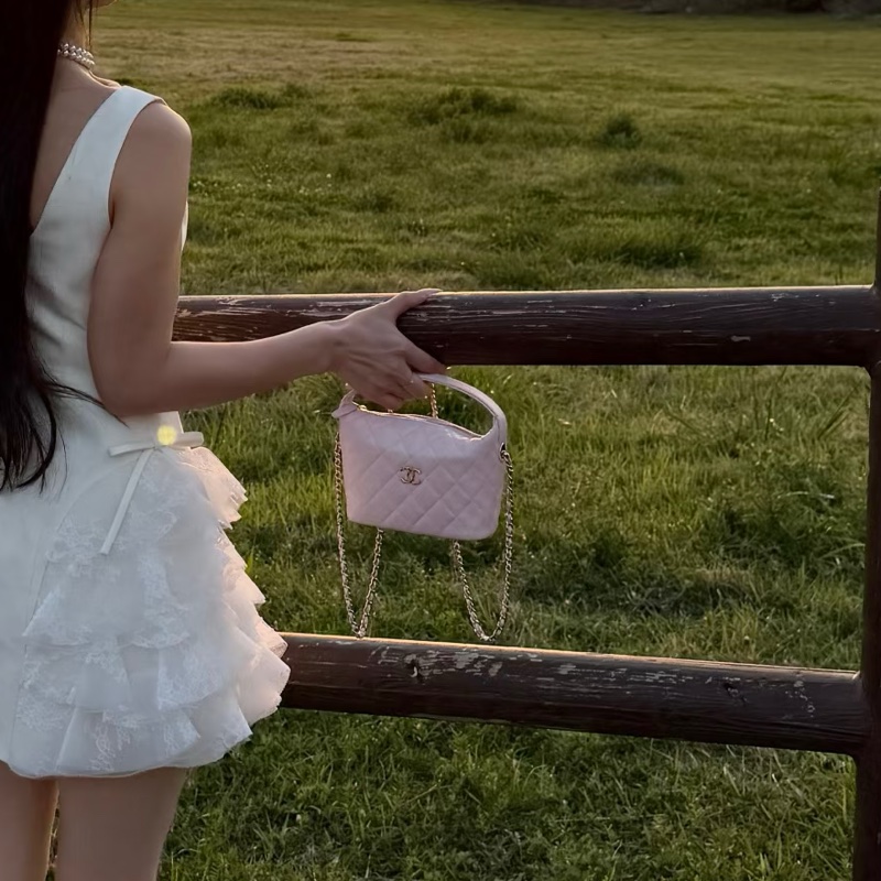 CHANEL香奈兒26C櫻花粉飯盒包閒置少女荔枝紋精緻包🧚♀️-6