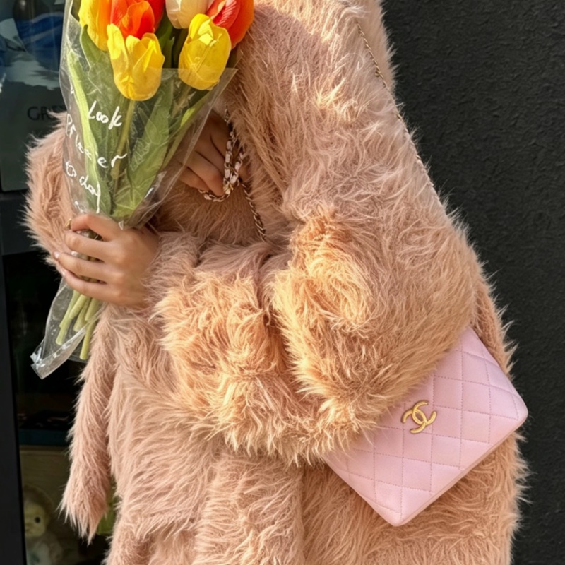 CHANEL香奈兒26C櫻花粉飯盒包閒置少女荔枝紋精緻包🧚♀️-7