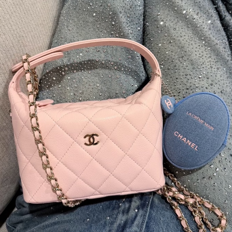CHANEL香奈兒26C櫻花粉飯盒包閒置少女荔枝紋精緻包🧚♀️-8