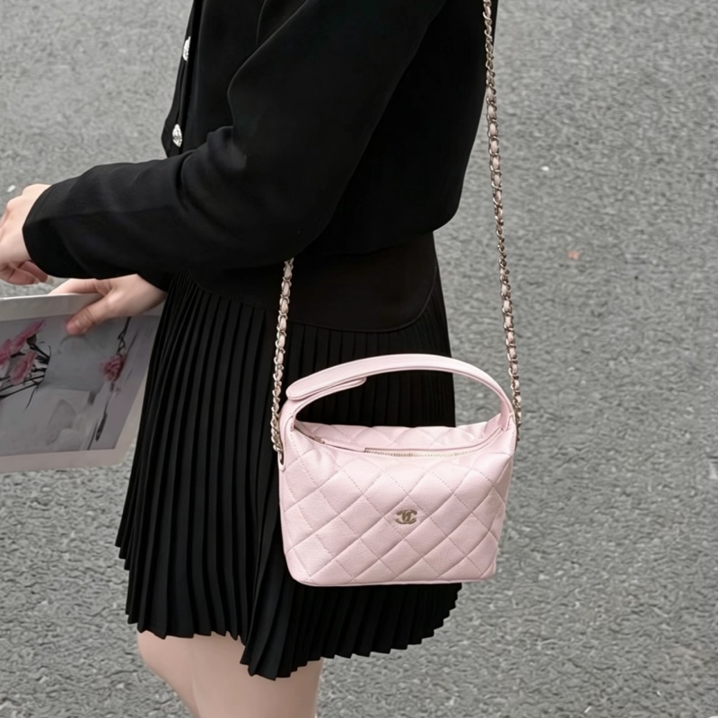 CHANEL香奈兒26C櫻花粉飯盒包閒置少女荔枝紋精緻包🧚♀️-22
