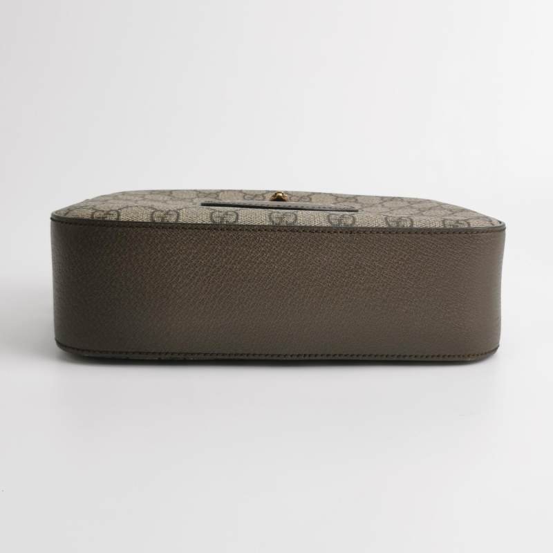 Gucci Neo Vintage牛皮GG老花虎頭Logo皮標斜背包單肩包-5