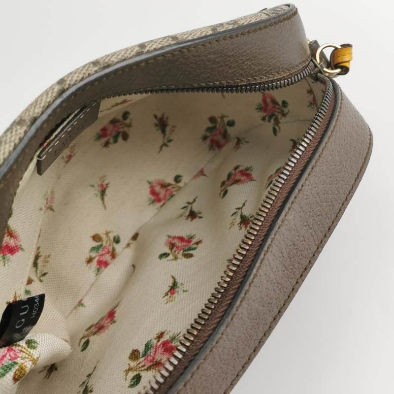 Gucci Neo Vintage牛皮GG老花虎頭Logo皮標斜背包單肩包-6