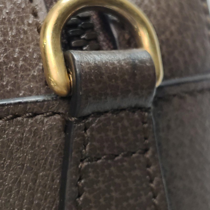 Gucci Neo Vintage牛皮GG老花虎頭Logo皮標斜背包單肩包-17