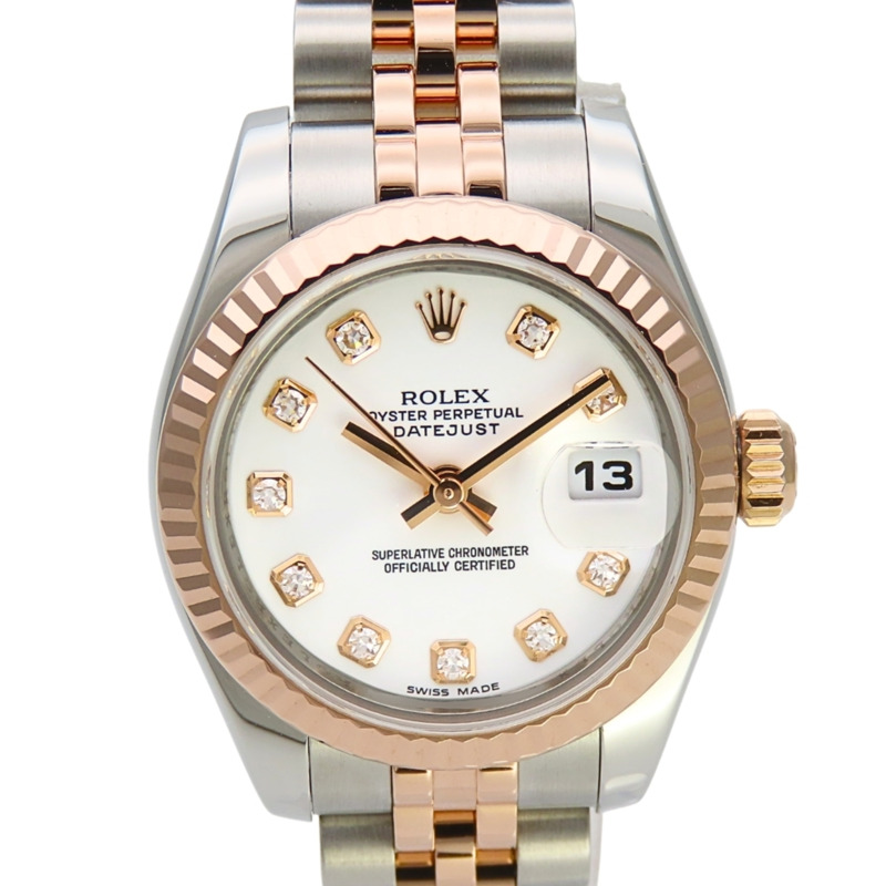 勞力士 Datejust 179171G 不鏽鋼鑲鑽 18K 永恆玫瑰金 10PD 組合女士腕錶 ROLEX-1