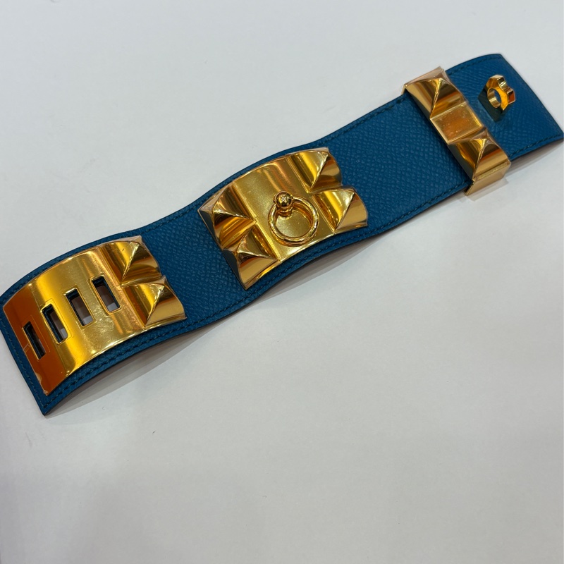 Hermes 基本款 藍金鉚釘 CDC手環-11