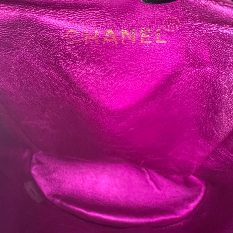 Chanel Vintage 94-96 Lambskin Leather Pink Quilted CC Hardware Mini Duma Backpack-10