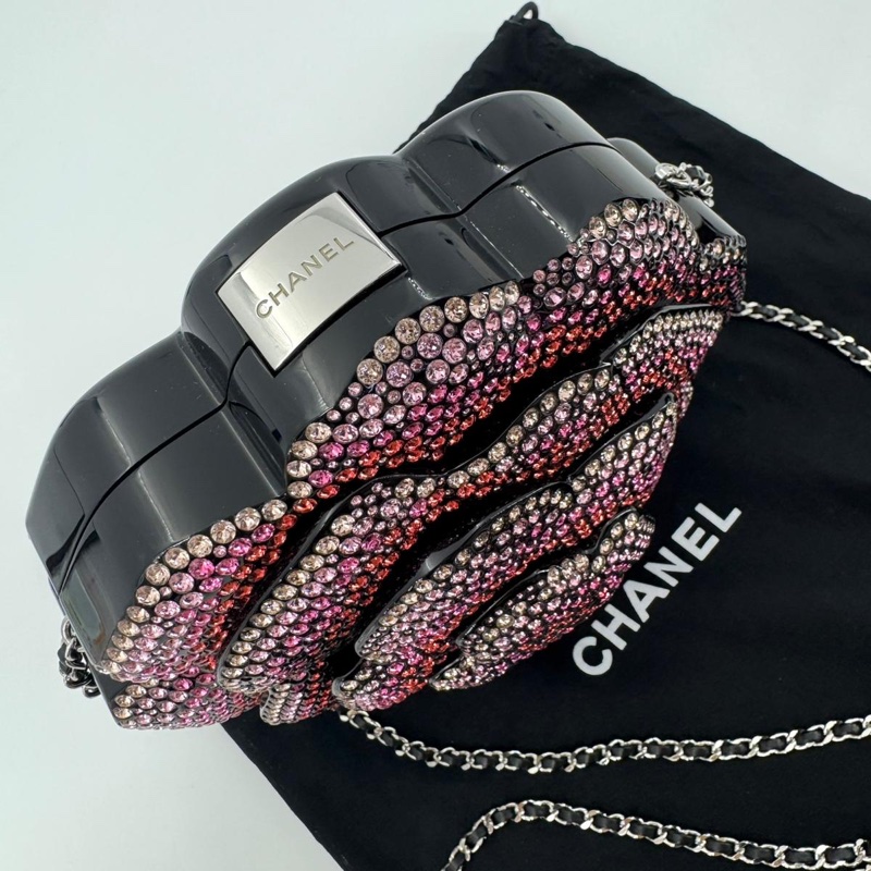 Chanel 2018 Rhinestone Plexiglass Strass Pink and Multicoloured Camellia Minaudiere Clutch Bag-3