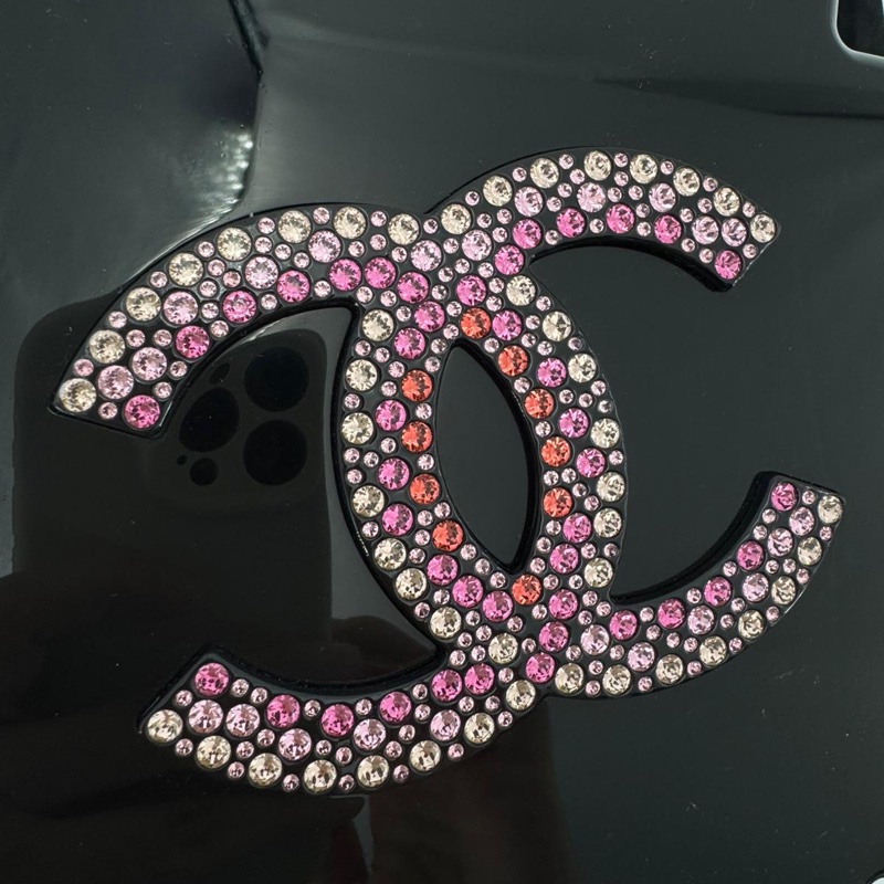 Chanel 2018 Rhinestone Plexiglass Strass Pink and Multicoloured Camellia Minaudiere Clutch Bag-5