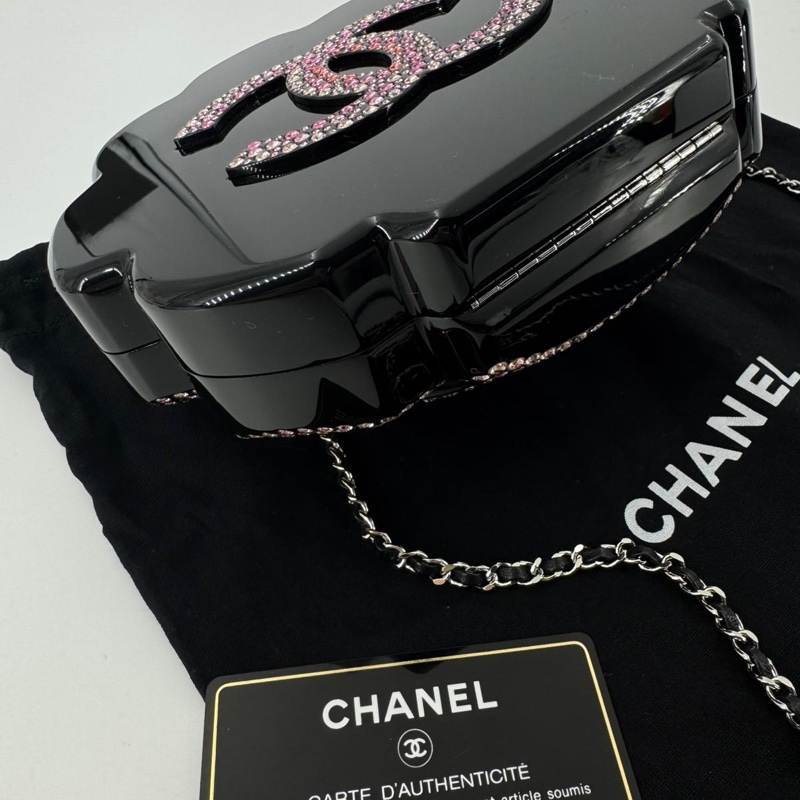 Chanel 2018 Rhinestone Plexiglass Strass Pink and Multicoloured Camellia Minaudiere Clutch Bag-6